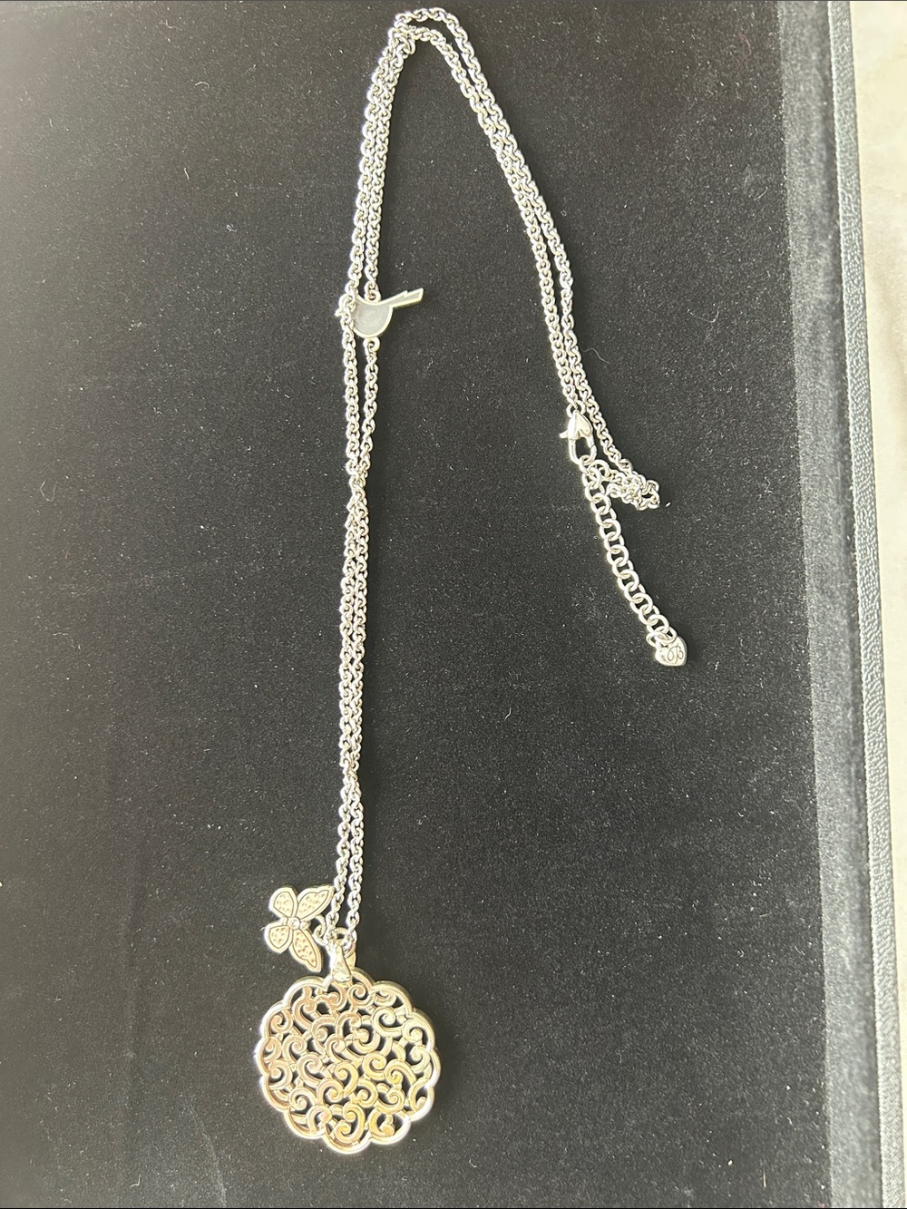 Brighton Silver-Tone Filigree Necklace with Mint Accents